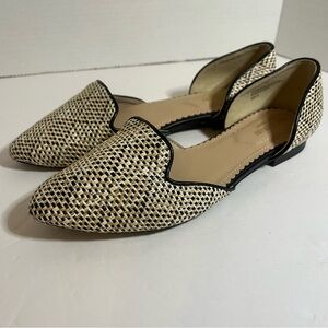Isaac Mizrahi Tapestry Dorsay Flats Women 8 Tan Black